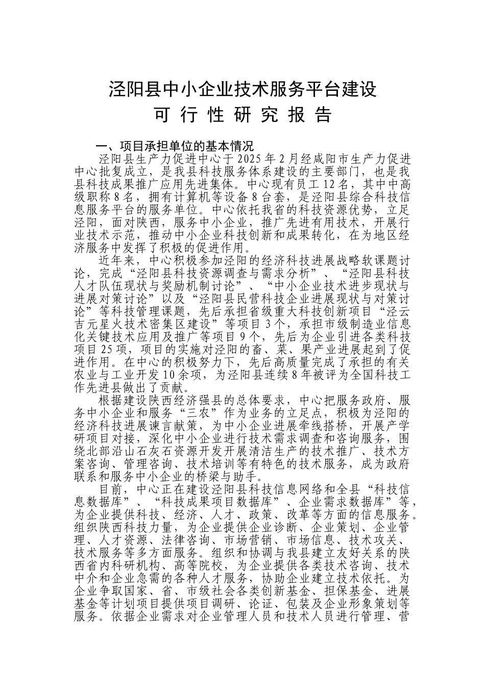 泾阳县中小企业技术服务平台建设可行性研究报告_第2页