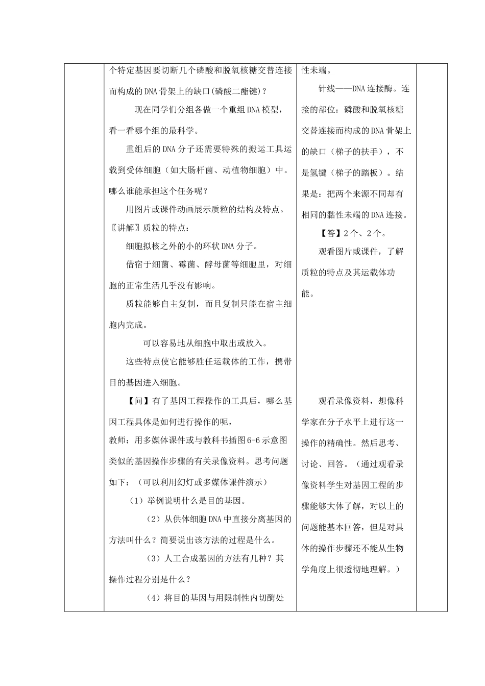（名师课堂）2013-2014学年高中生物 第6章第2节 基因工程及其应用教案1 新人教版必修2_第3页