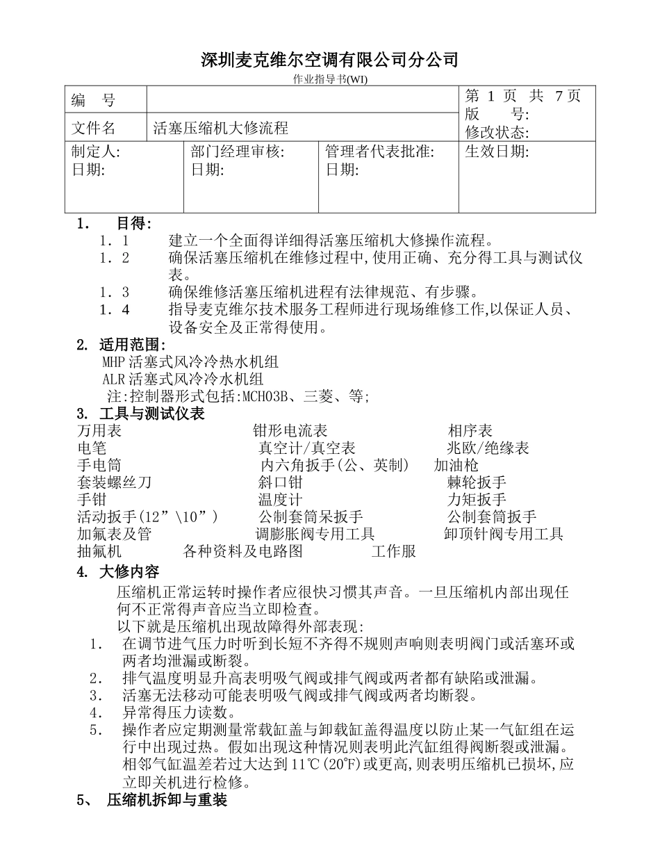 活塞压缩机大修流程_第1页