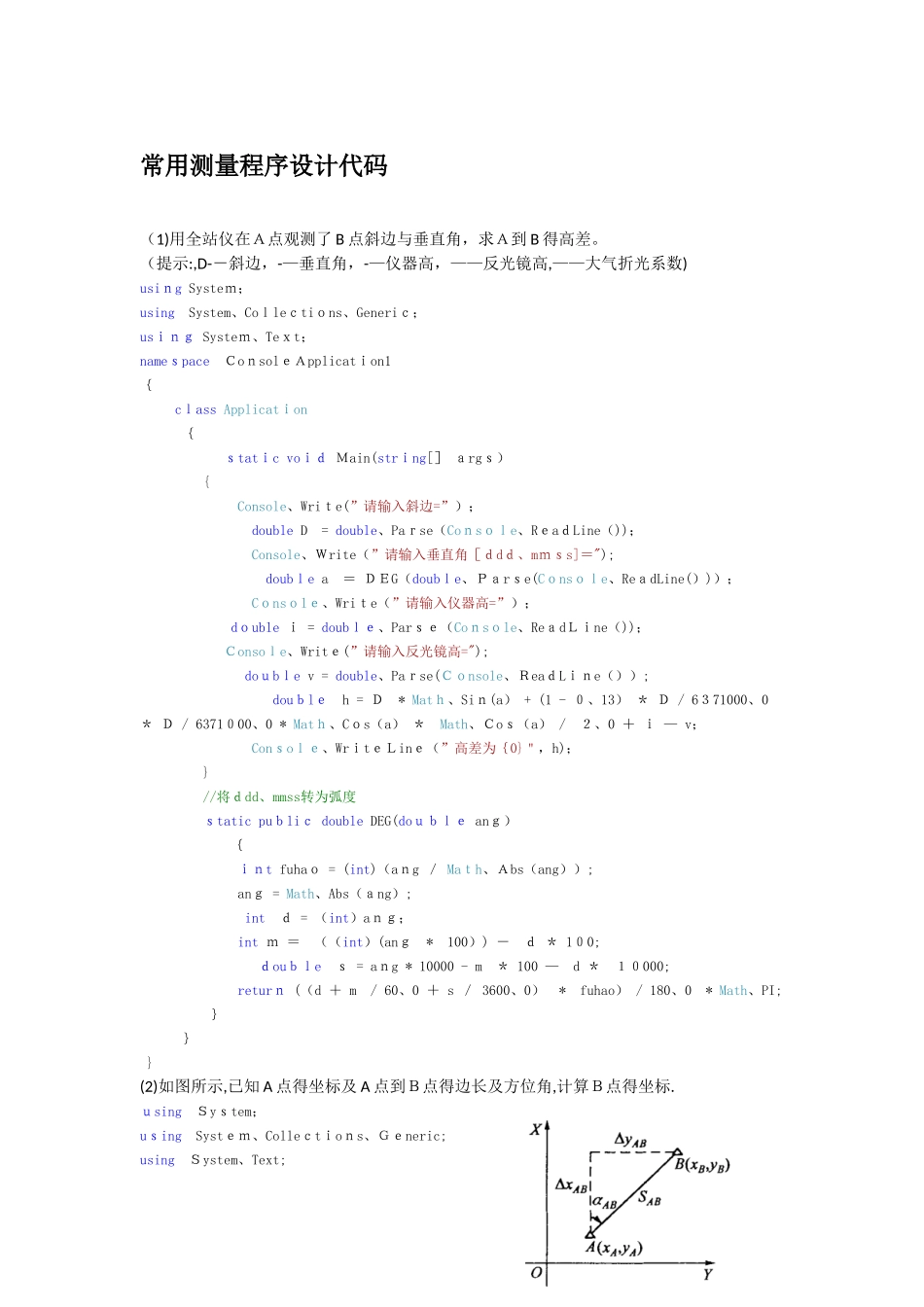 测绘类C 程序代码_第1页