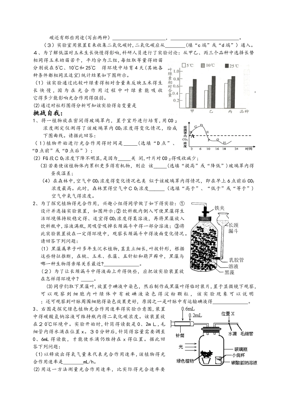 浙教版八年级下册  科学第十一讲光合作用与呼吸作用  学案_第3页