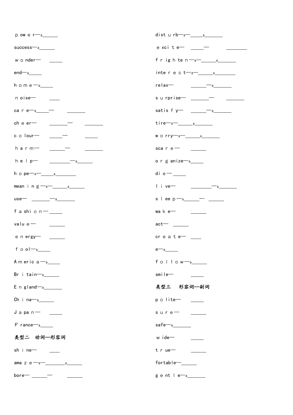 浙江省2025届中考英语总复习 默写手册 专题三 词形变化总览 （新版）外研版_第2页