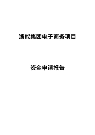 浙江省能源集团电子商务平台项目资金投资申请报告