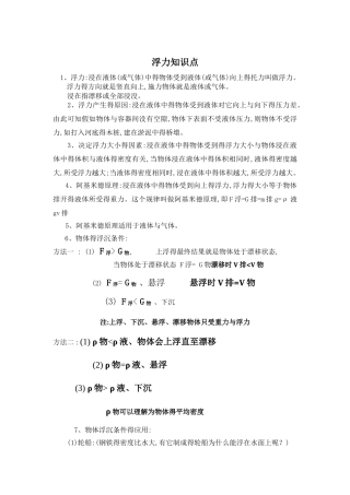 浮力知识点总结