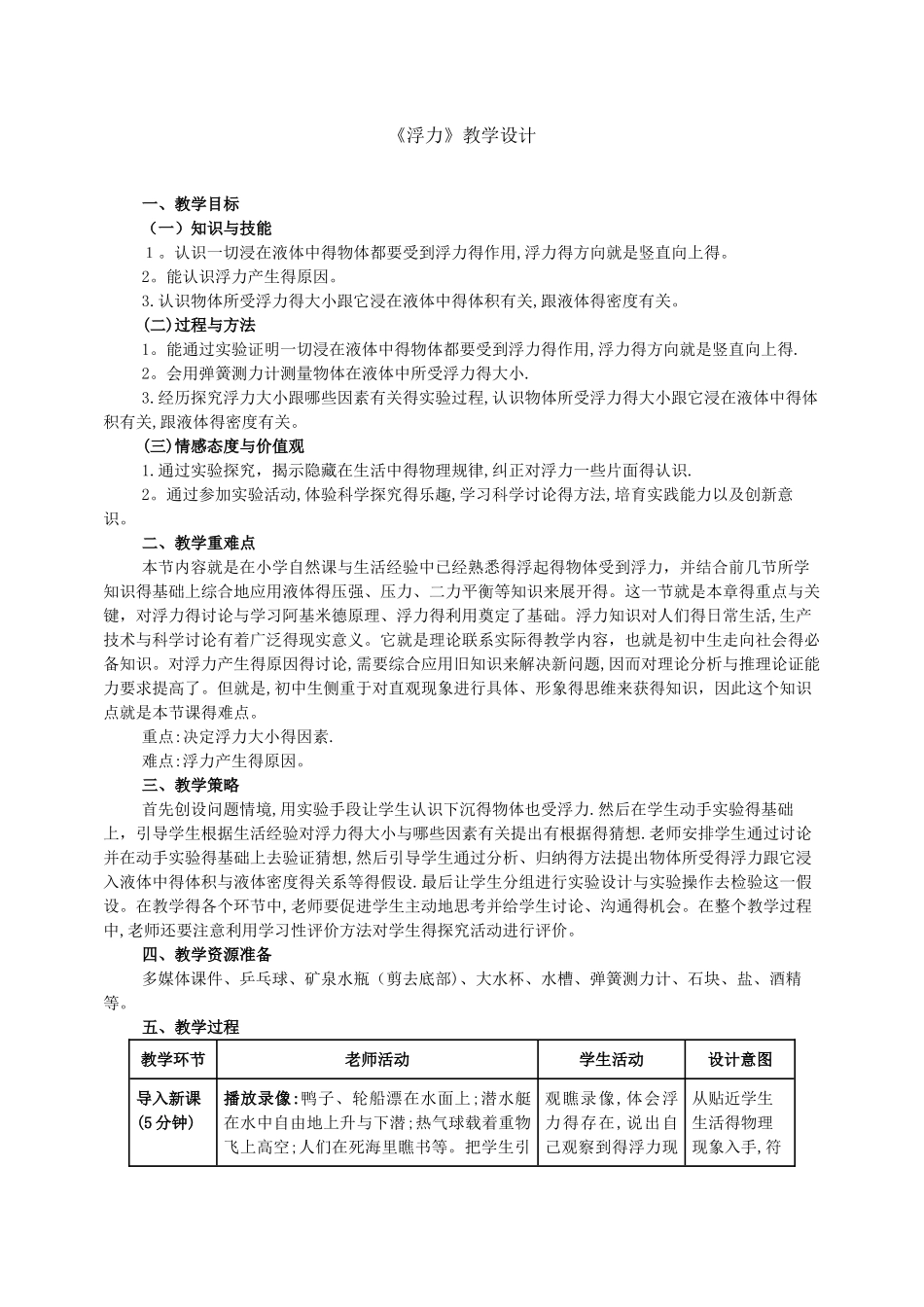 浮力教学设计_第1页