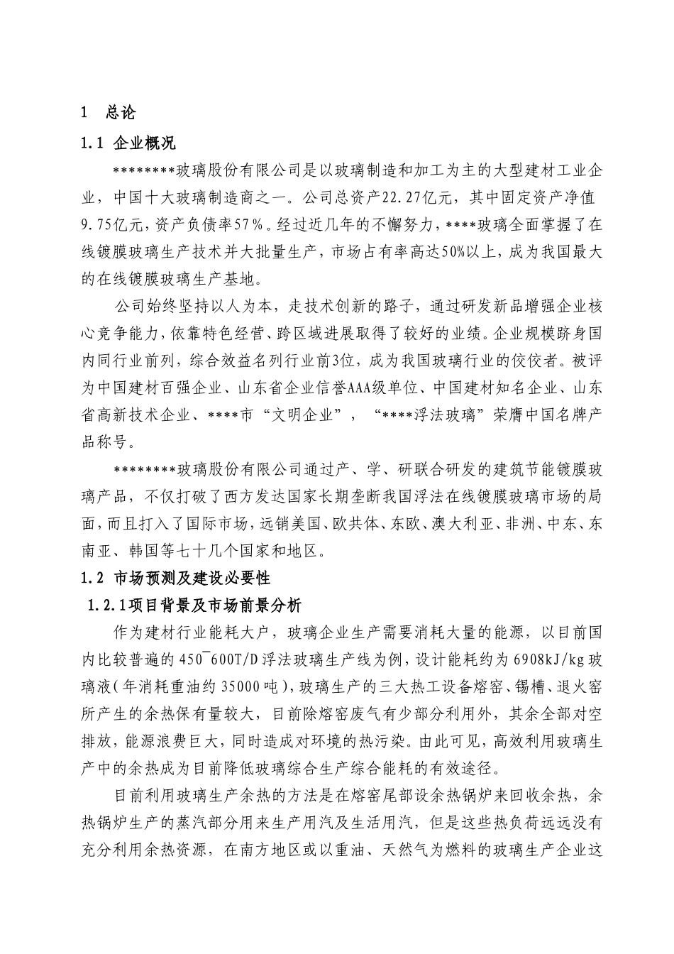 浮法玻璃生产线废气余热发电技术改造项目可行性研究报告_第3页