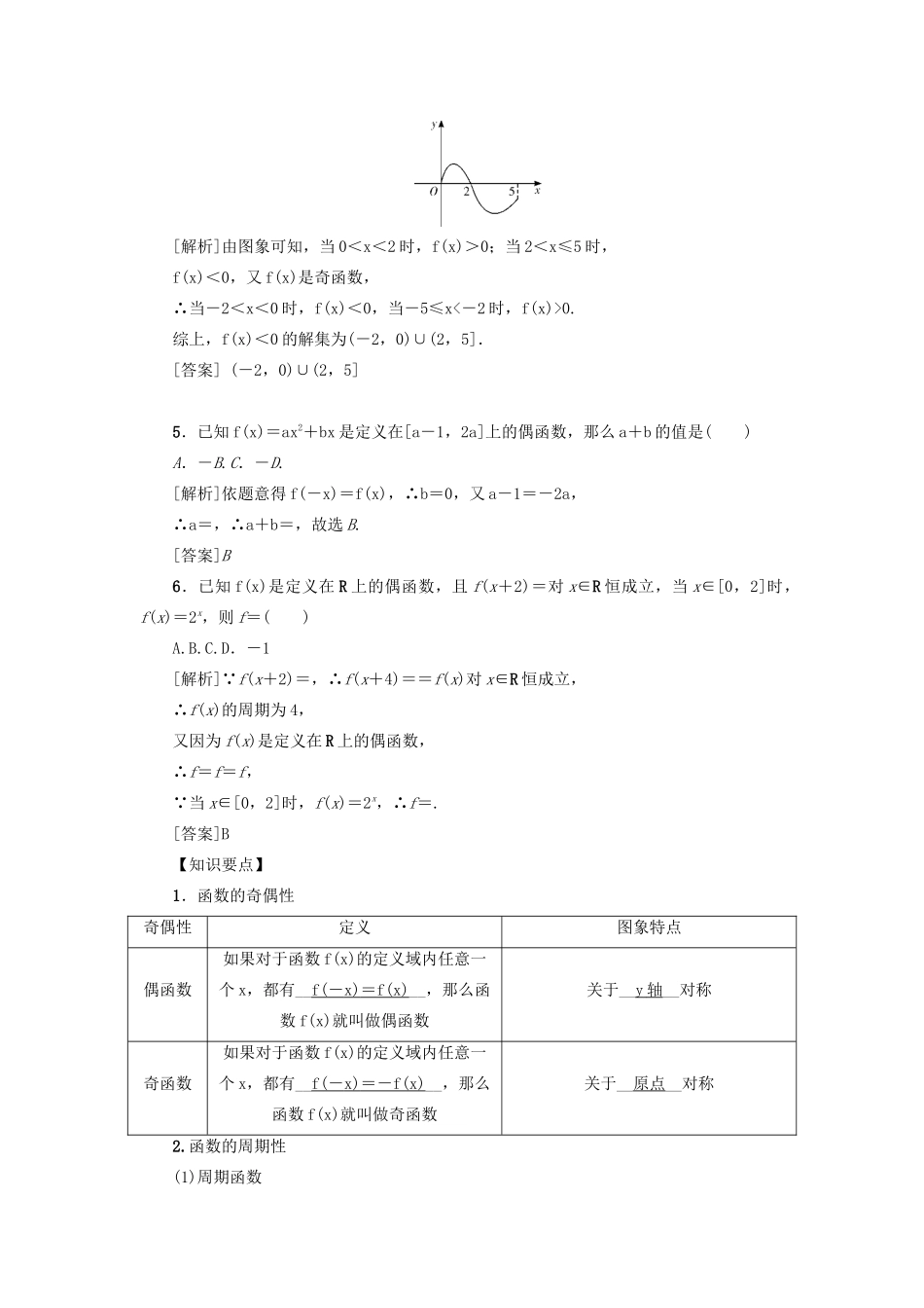 （新课标）高考数学一轮总复习 第二章 函数 第7讲 函数的奇偶性、周期性与对称性导学案 新人教A版-新人教A版高三全册数学学案_第2页