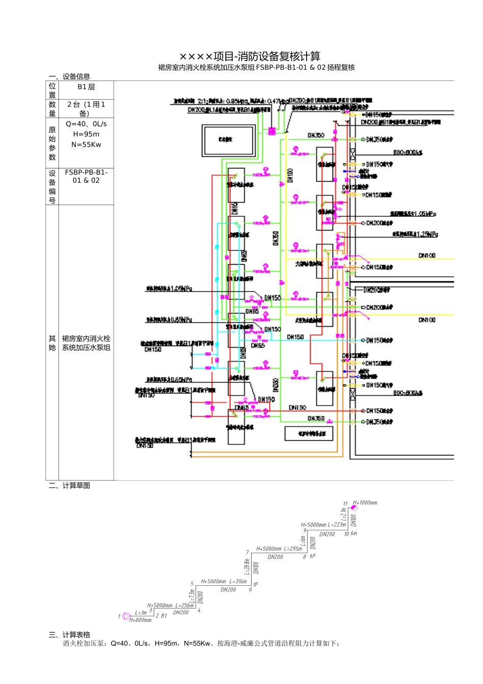 消防水泵复核计算书格式实例_第1页
