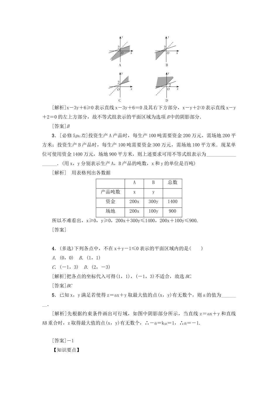 （新课标）高考数学一轮总复习 第七章 不等式 第38讲 二元一次不等式（组）与简单的线性规划问题导学案 新人教A版-新人教A版高三全册数学学案_第2页