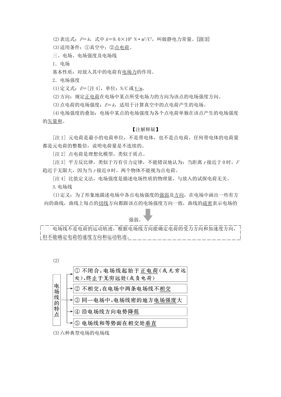 （新课改省份专用）高考物理一轮复习 第七章 第1节 电场力的性质学案（含解析）-人教版高三全册物理学案_第2页
