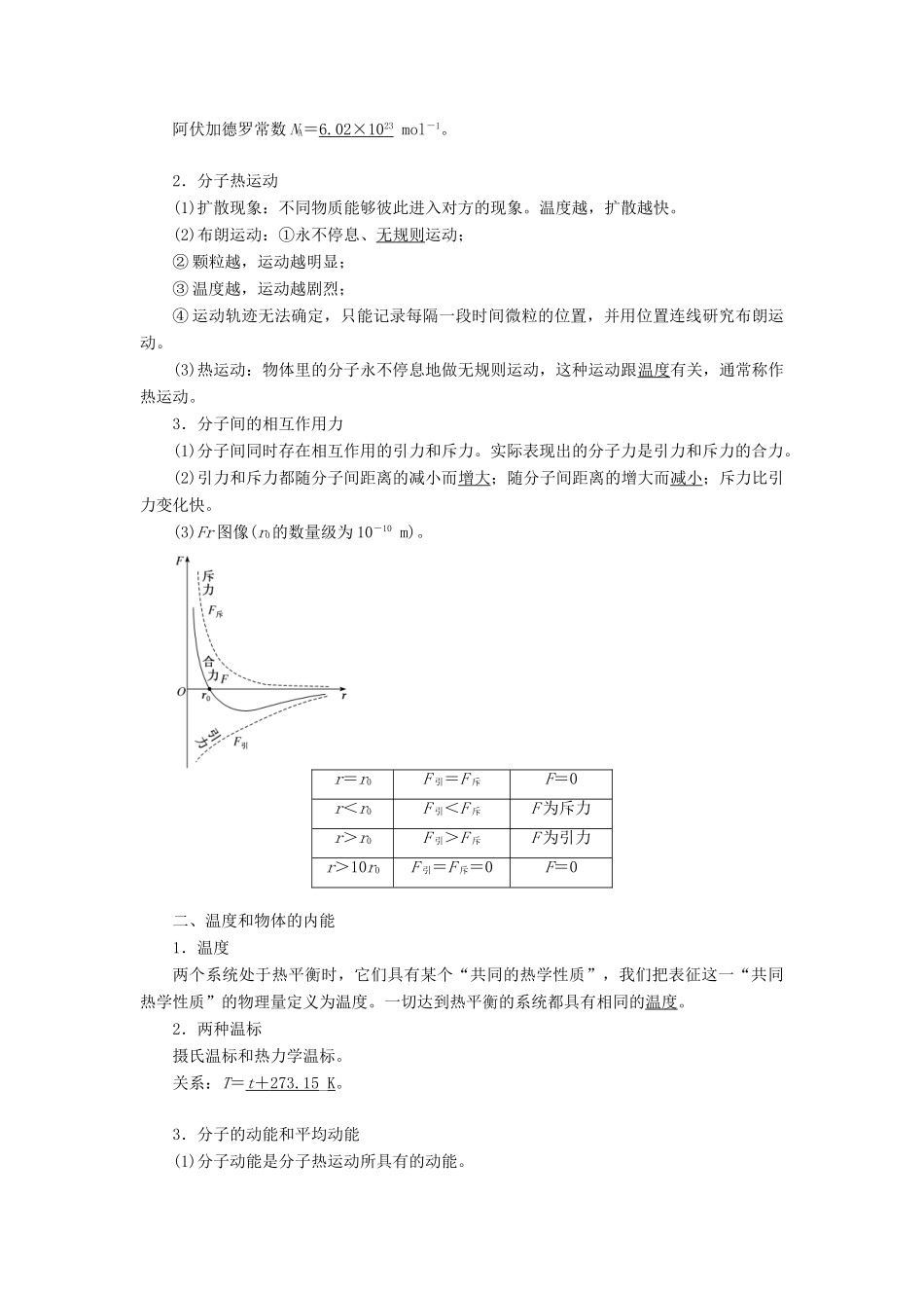 （新课改省份专用）高考物理一轮复习 第十二章 第1节 分子动理论 内能学案（含解析）-人教版高三全册物理学案_第2页