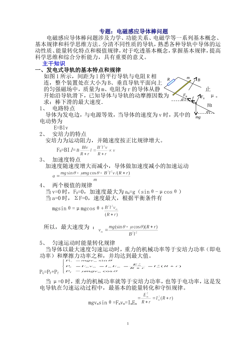 专题：电磁感应导体棒问题知识点梳理汇总_第1页