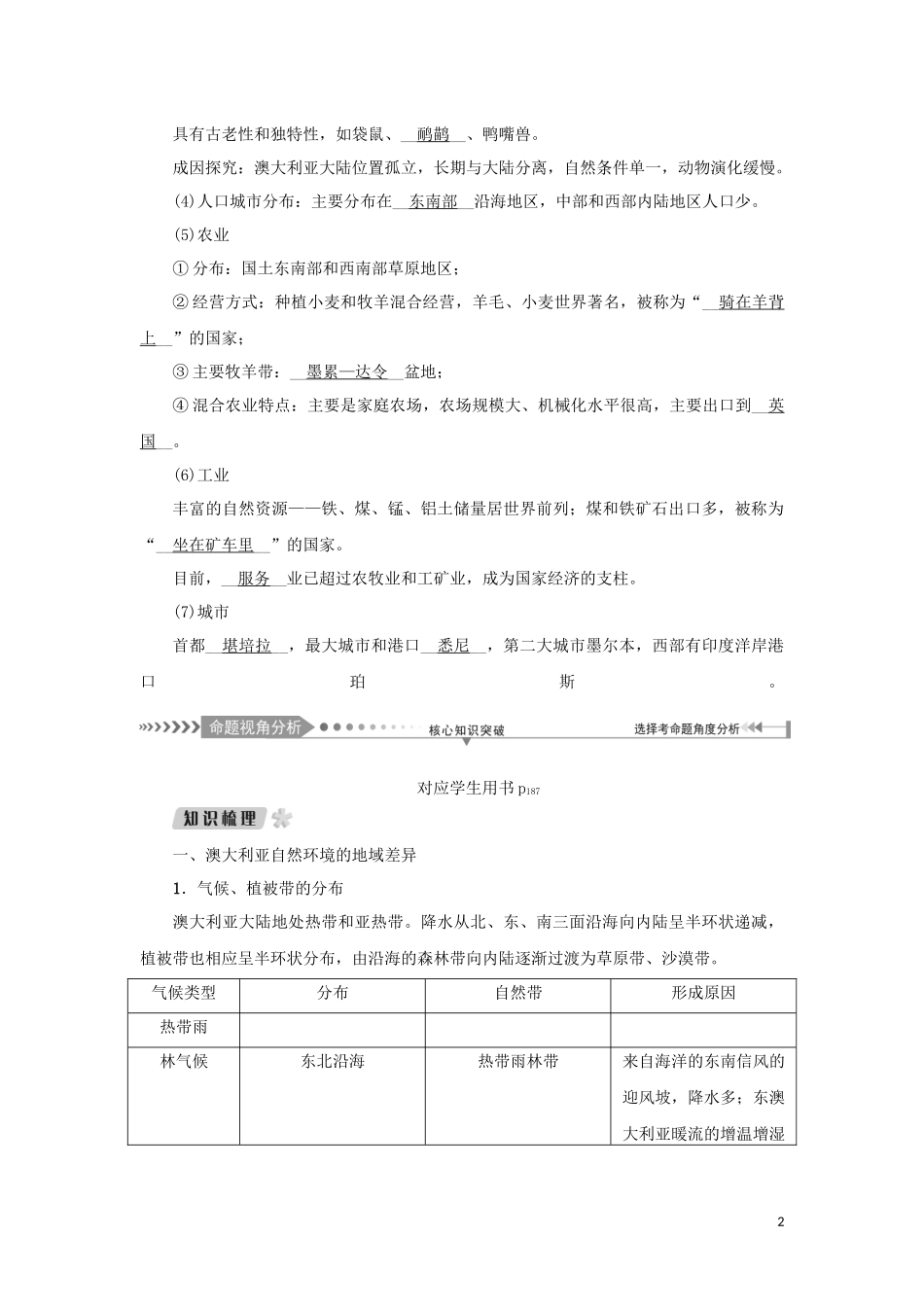（新课标）高考地理一轮总复习 第十三章 世界地理分区 第六讲 大洋洲和两极地区教学案-人教版高三全册地理教学案_第2页