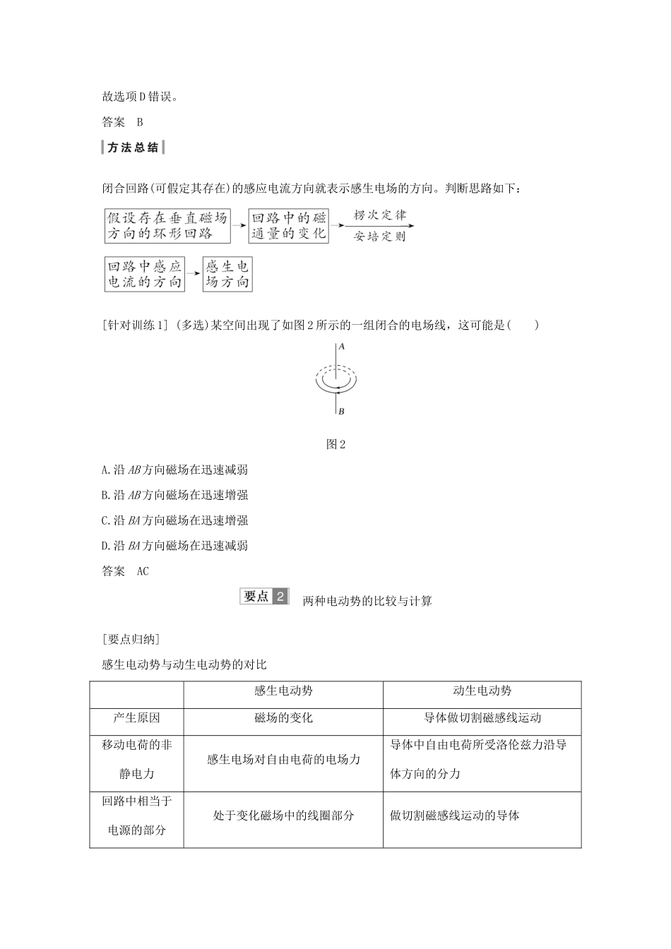 （新课标）高考物理 主题三 电磁感应及其应用 3.1 电磁感应 3.1.5 电磁感应现象的两类情况学案 新人教版选修3-2-新人教版高三选修3-2物理学案_第3页