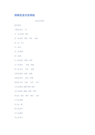 清朝皇室宗室等级