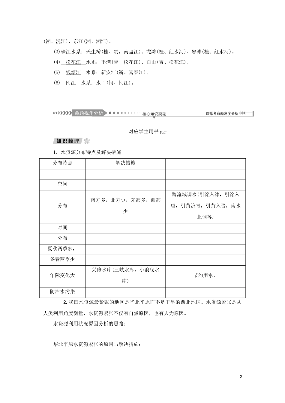 （新课标）高考地理一轮总复习 第十四章 中国地理概况 第五讲 中国的自然资源教学案-人教版高三全册地理教学案_第2页
