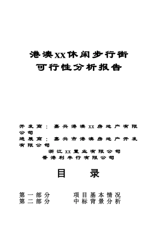 港澳xx休闲步行街可行性研究报告