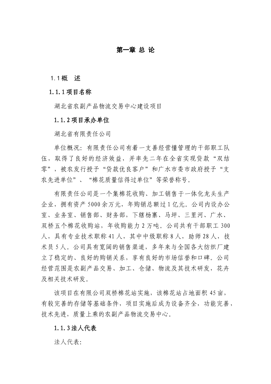 湖北省农副产品物流交易中心建设项目可行性研究报告115页优秀甲级资质可研报告_第2页