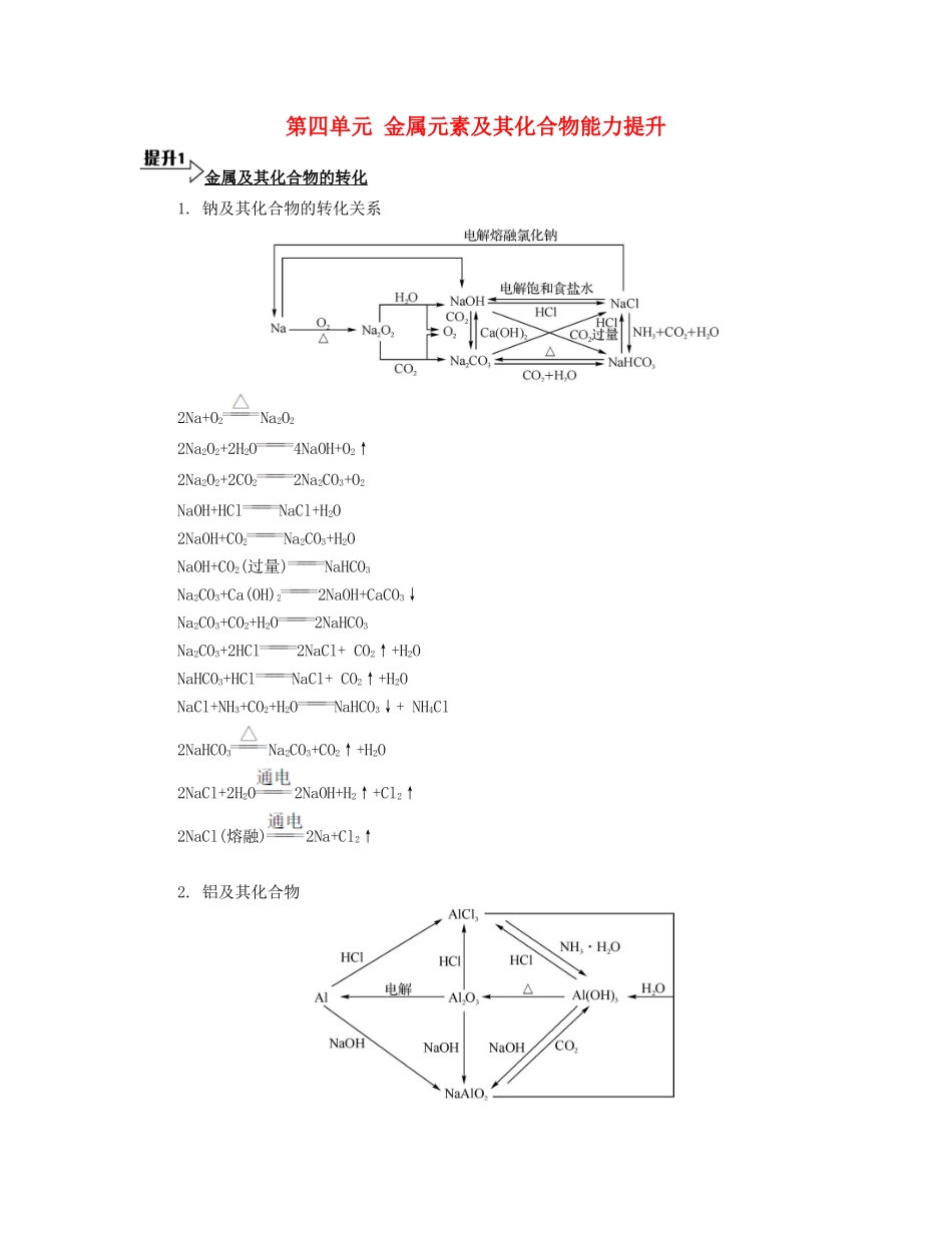 （广东专用）高考化学一轮复习 第四单元 金属元素及其化合物能力提升-人教版高三全册化学素材_第1页
