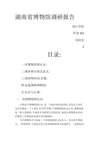 湖南省博物馆调研报告