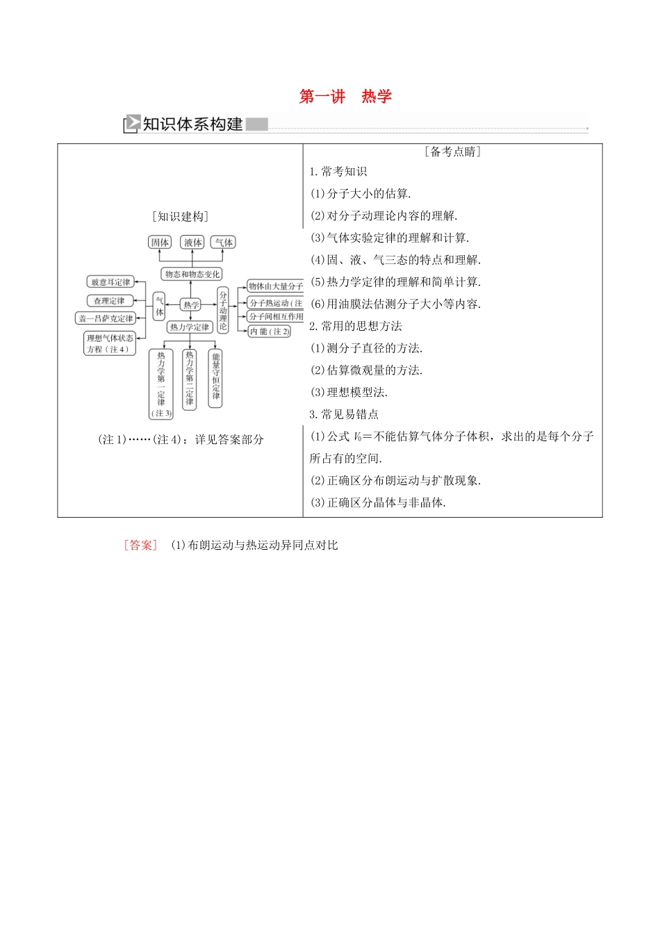 （新课标）高考物理大二轮复习 专题八 选考模块 第一讲 热学教学案-人教版高三全册物理教学案_第1页