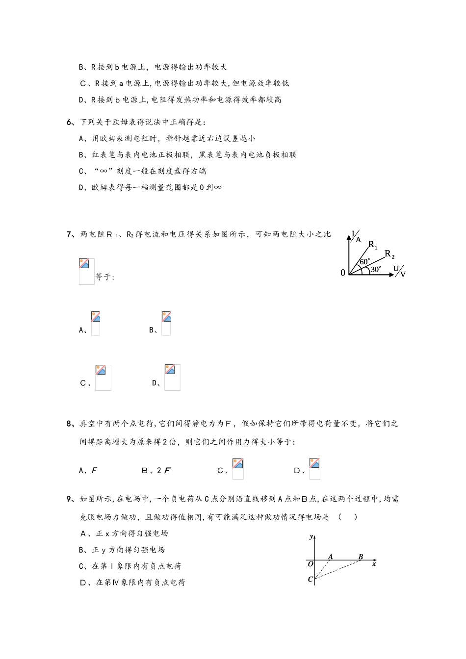 湖南省醴陵市第一中学高二物理上学期第一次月考试题_第2页