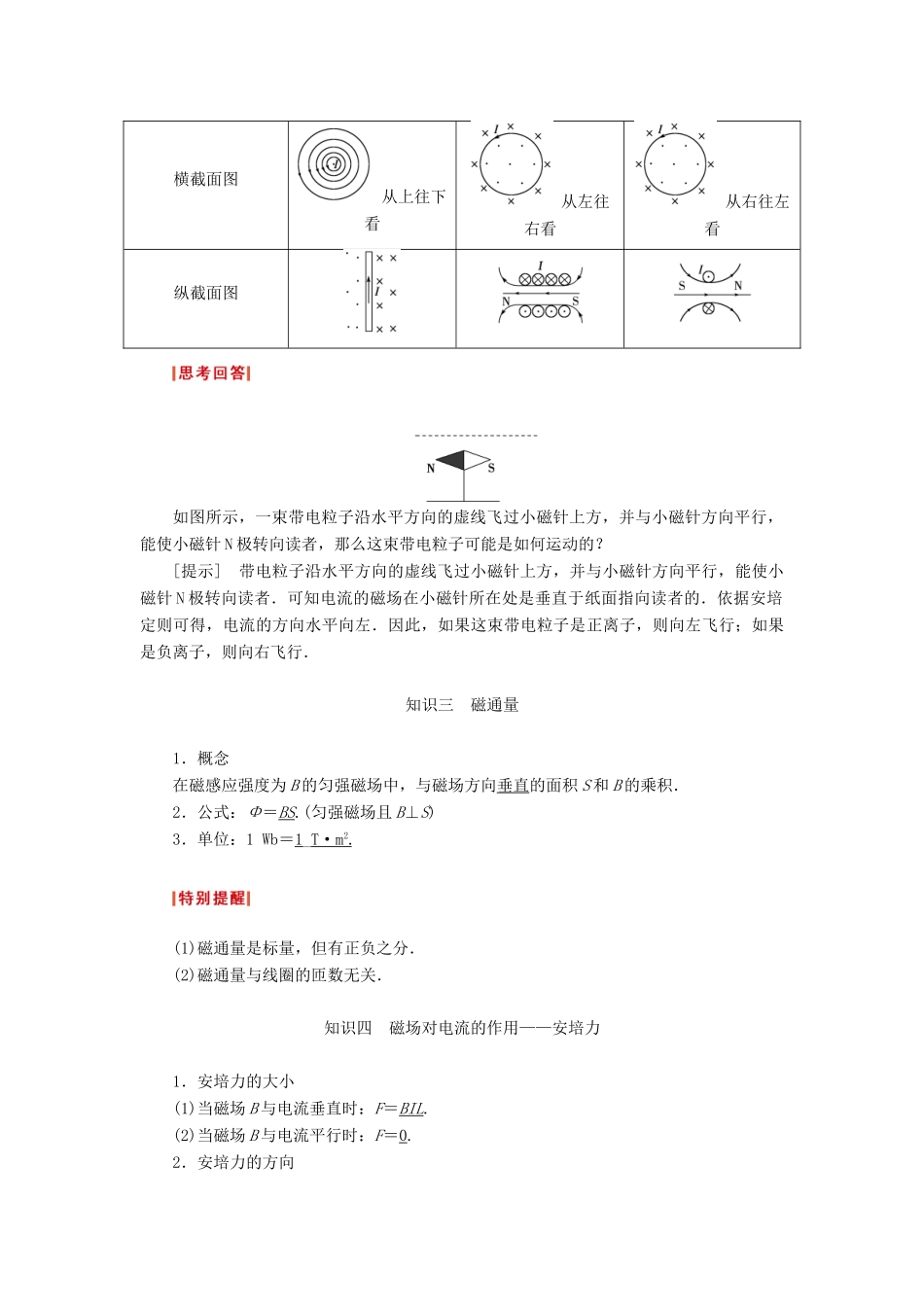 （新课标）河南省2015高考物理总复习讲义 第8章 第1讲 磁场的描述 磁场对电流的作用_第3页