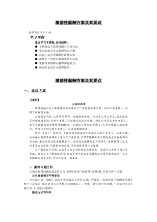激励性薪酬方案