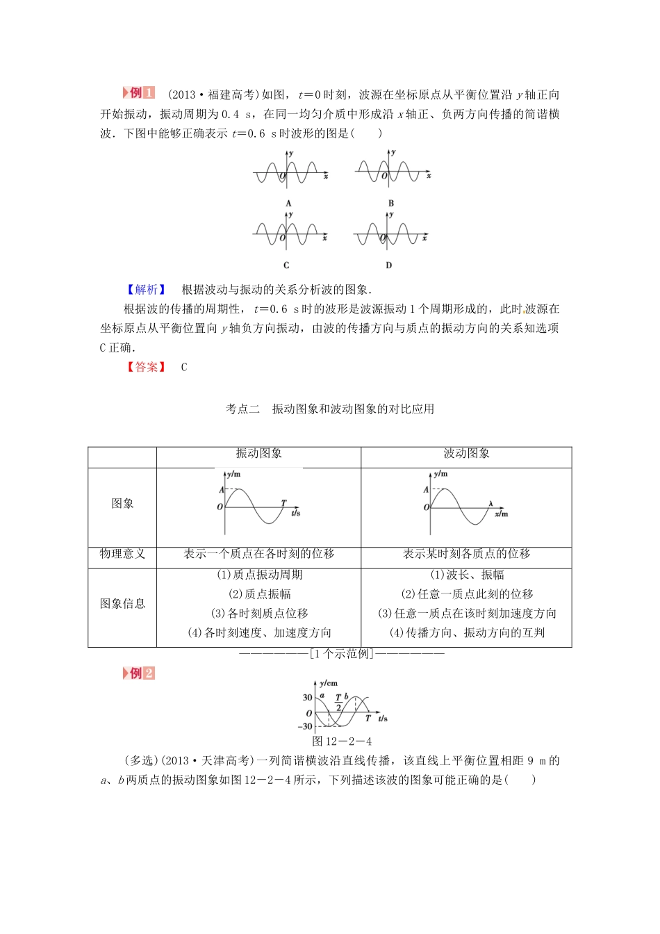 （新课标）河南省2015高考物理总复习讲义 第12章 第2讲 机械波_第3页
