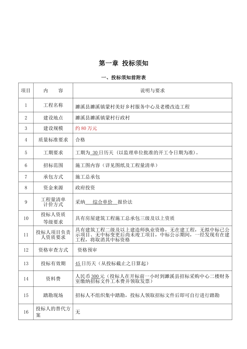 濉溪县濉溪镇蒙村美好乡村服务中心及老楼改造工程招标文件_第3页