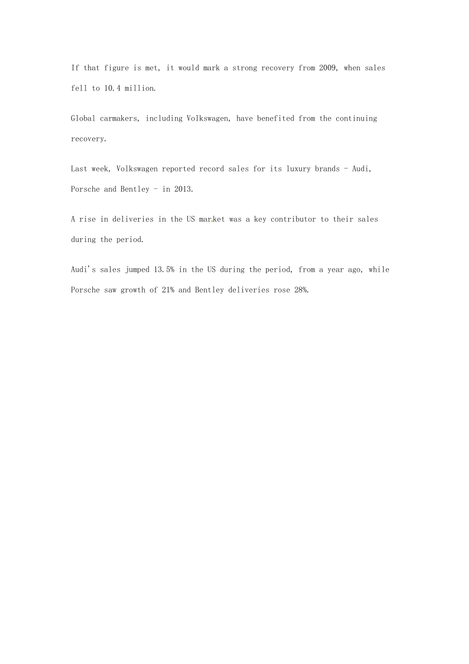 （每日一读）2014年1月高考英语考前突破 阅读理解能力 财经新闻 大众将在北美投资70亿_第2页