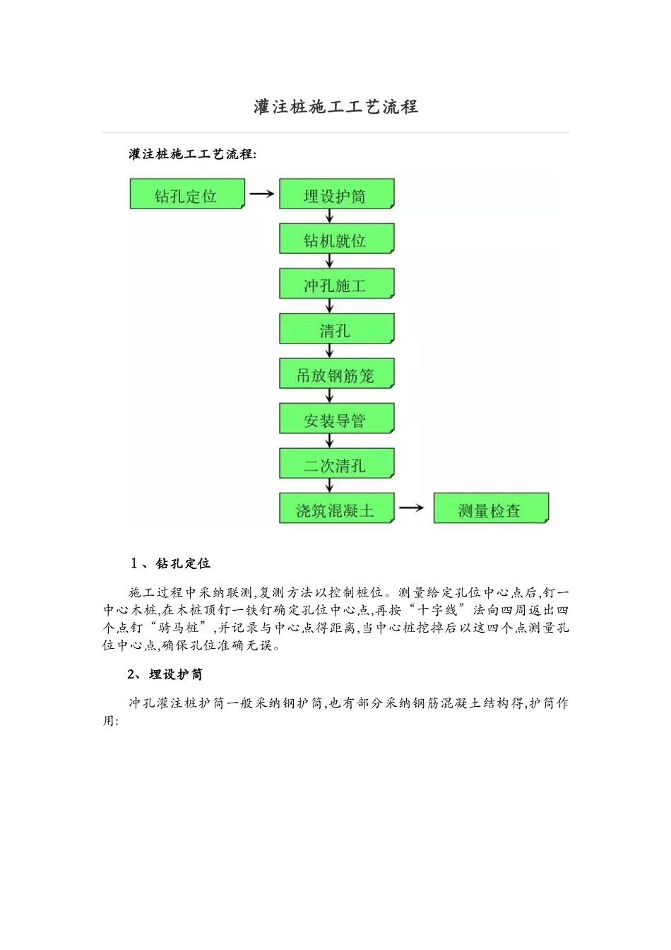 灌注桩施工工艺流程_第1页