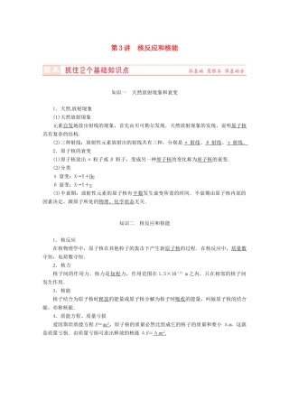 （新课标）河南省2015高考物理总复习讲义 第13章 第3讲 核反应和核能