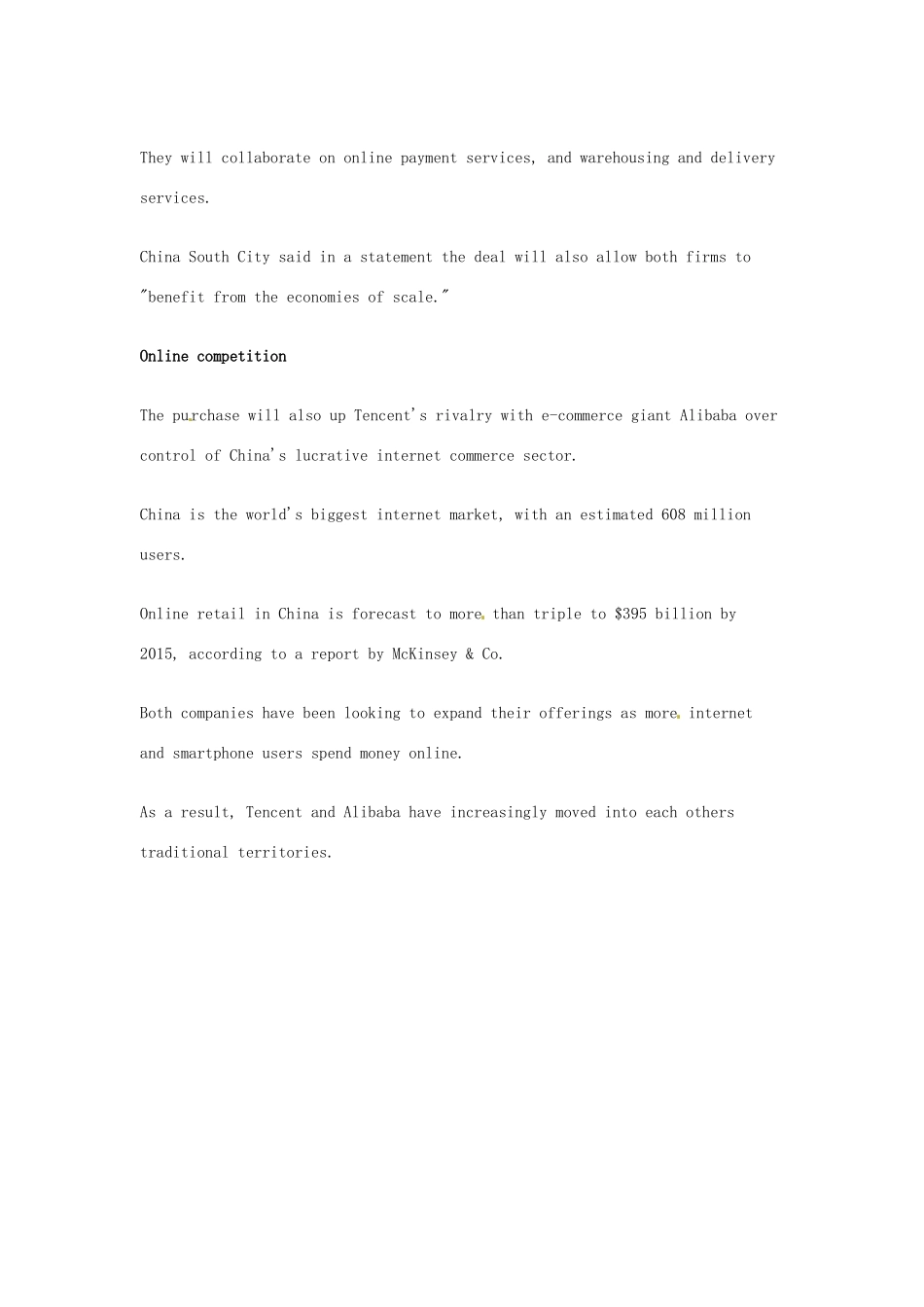 （每日一读）2014年1月高考英语考前突破 阅读理解能力 财经新闻 腾讯股价创新高_第2页