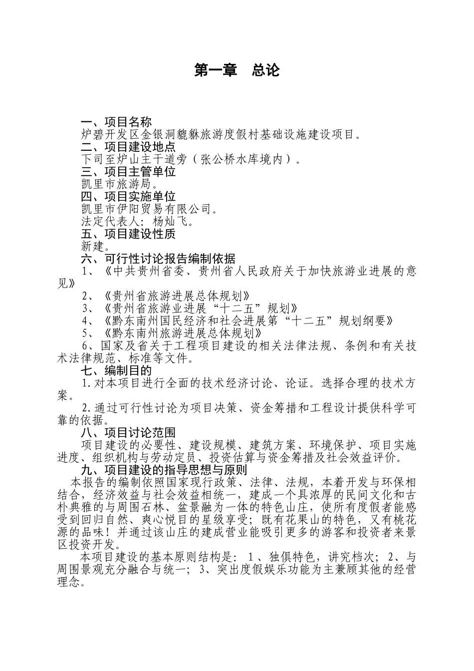 炉碧开发区金银洞貔貅旅游度假村建设项目可行性研究报告_第3页