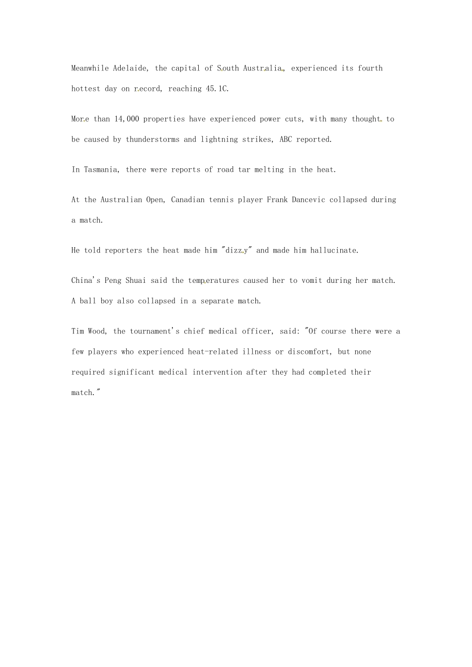 （每日一读）2014年1月高考英语考前突破 阅读理解能力 社会生活 澳洲东南部迎来酷暑天气_第2页