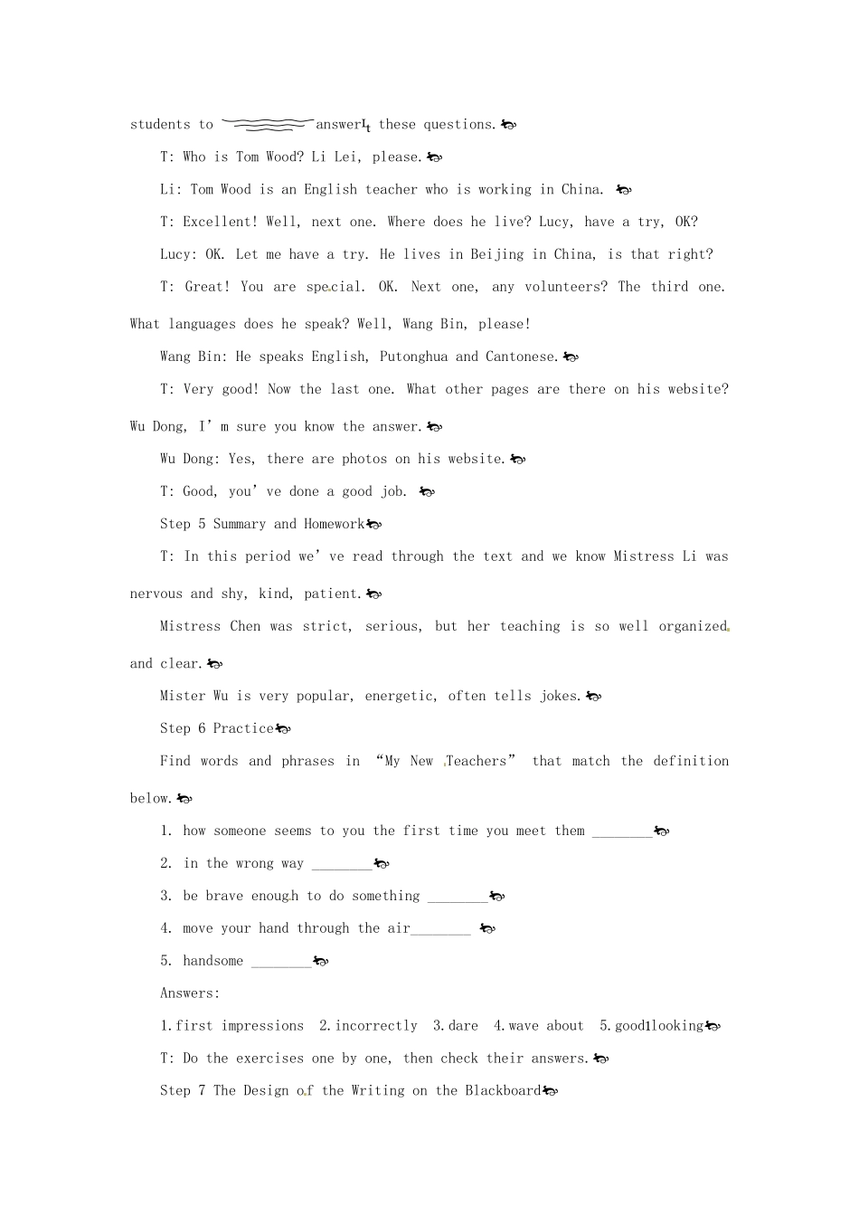 （新课标）辽宁省大连市铁路中学2014年高中英语 Module 2 My New Teachers 2nd period教案 外研版必修1_第3页