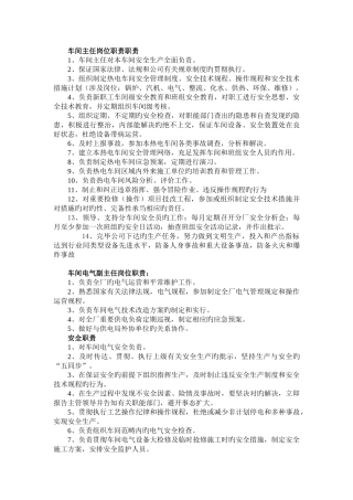 热电车间车间管理岗位职责