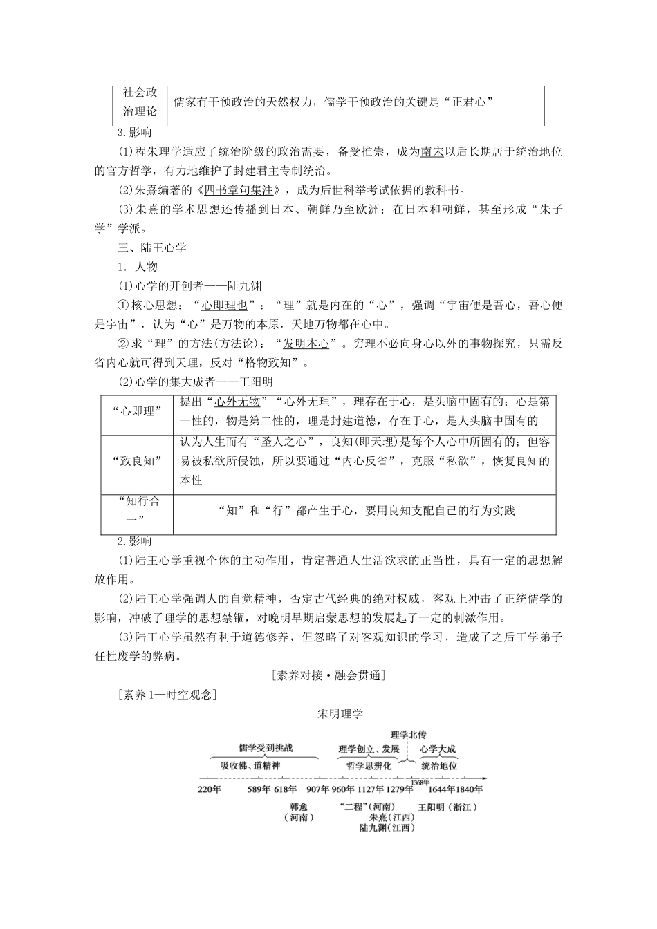 （新课标）高考历史一轮复习 模块3 第十一单元 中国传统文化主流思想的演变与科技文艺 第25讲 宋明理学及明清之际活跃的儒家思想教学案（含解析）-人教版高三全册历史教学案_第2页