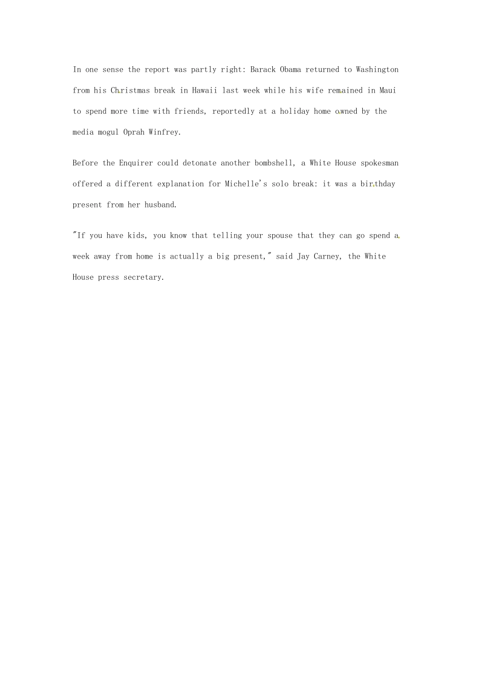 （每日一读）2014年1月高考英语考前突破 阅读理解能力 社会生活 美国小报爆奥巴马夫妇婚姻破裂_第2页