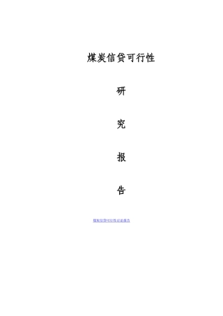 煤炭信贷可行性研究报告书