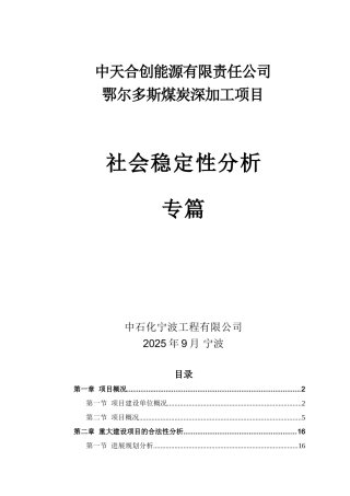 煤炭深加工项目社会稳定风险分析评估报告范本