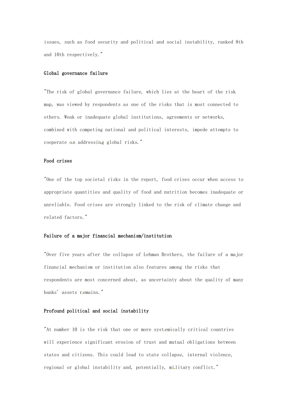 （每日一读）2014年1月高考英语考前突破 阅读理解能力 文化教育 2014全球十大危机_第3页