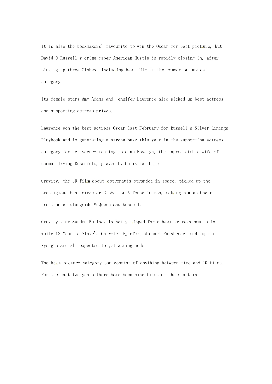 （每日一读）2014年1月高考英语考前突破 阅读理解能力 文化教育 奥斯卡提名即将公布_第2页