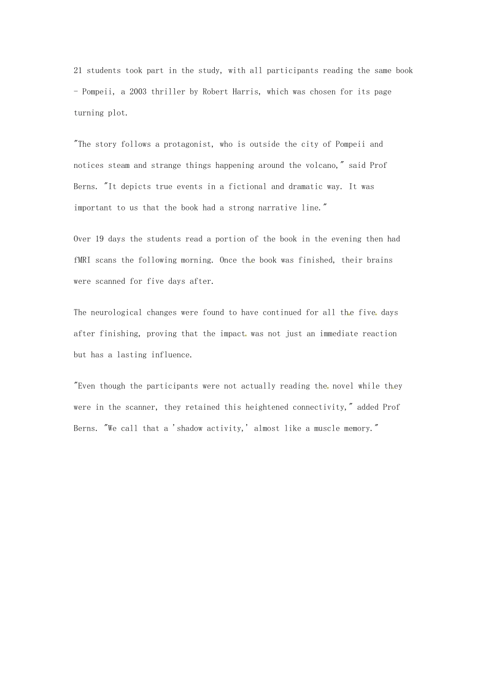 （每日一读）2014年1月高考英语考前突破 阅读理解能力 文化教育 读书会使大脑发生生理变化_第2页