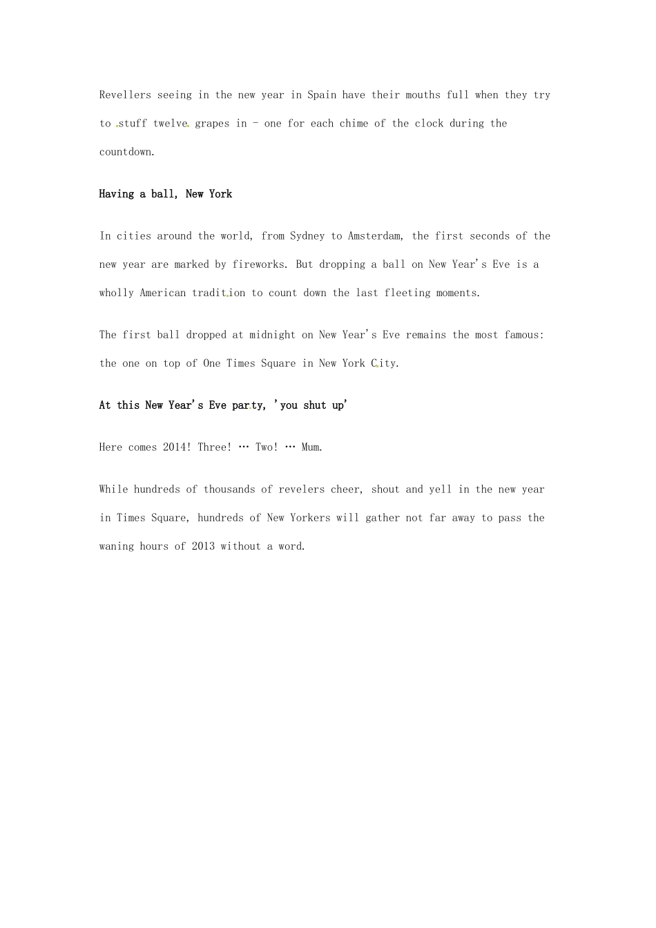 （每日一读）2014年1月高考英语考前突破 阅读理解能力 文化教育 世界各地奇风异俗庆新年_第3页