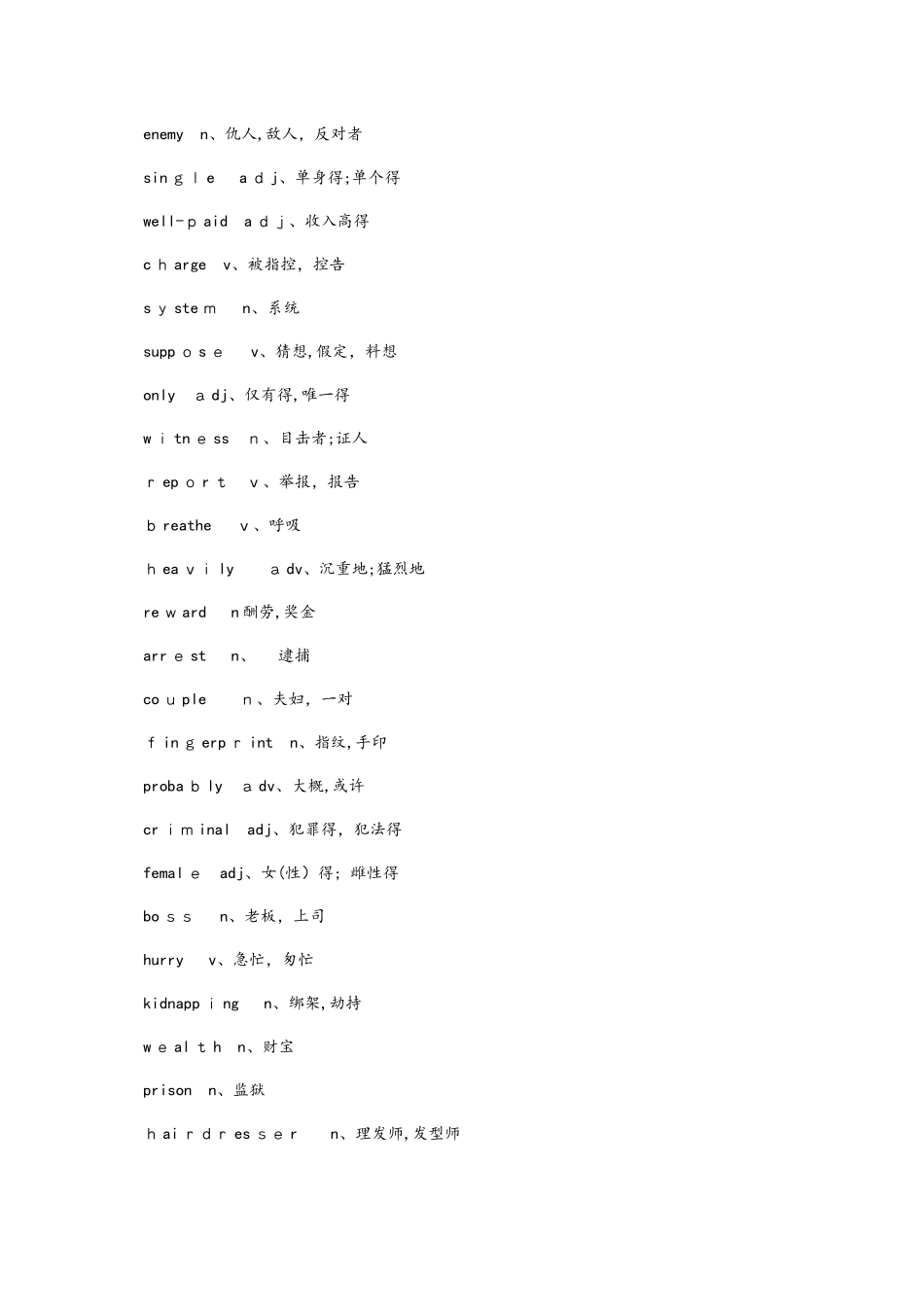 牛津译林版九年级上册英语：Unit 8 Detective stories 词汇与语法基础训练_第2页