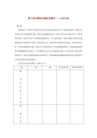 （新课标）高考政治一轮总复习 第三部分模块专题知识整合——文化生活导学案 新人教版-新人教版高三全册政治学案