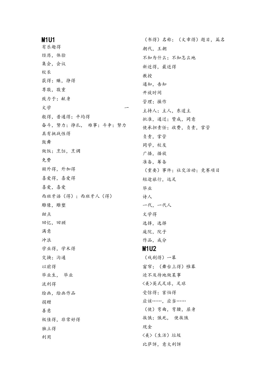 牛津译林版高中英语必修1_11单词默写版_第1页