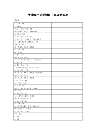 牛津高中英语模块五单词默写表